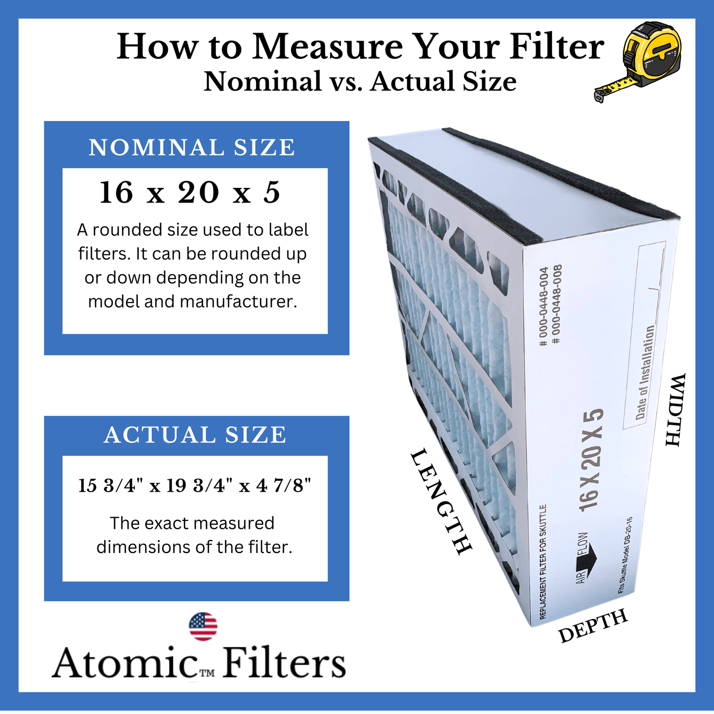 Atomic Compatible Skuttle 000 - 0448 - 008 for 20X16X5 MERV 11 Furnace Filter (2 - pack)