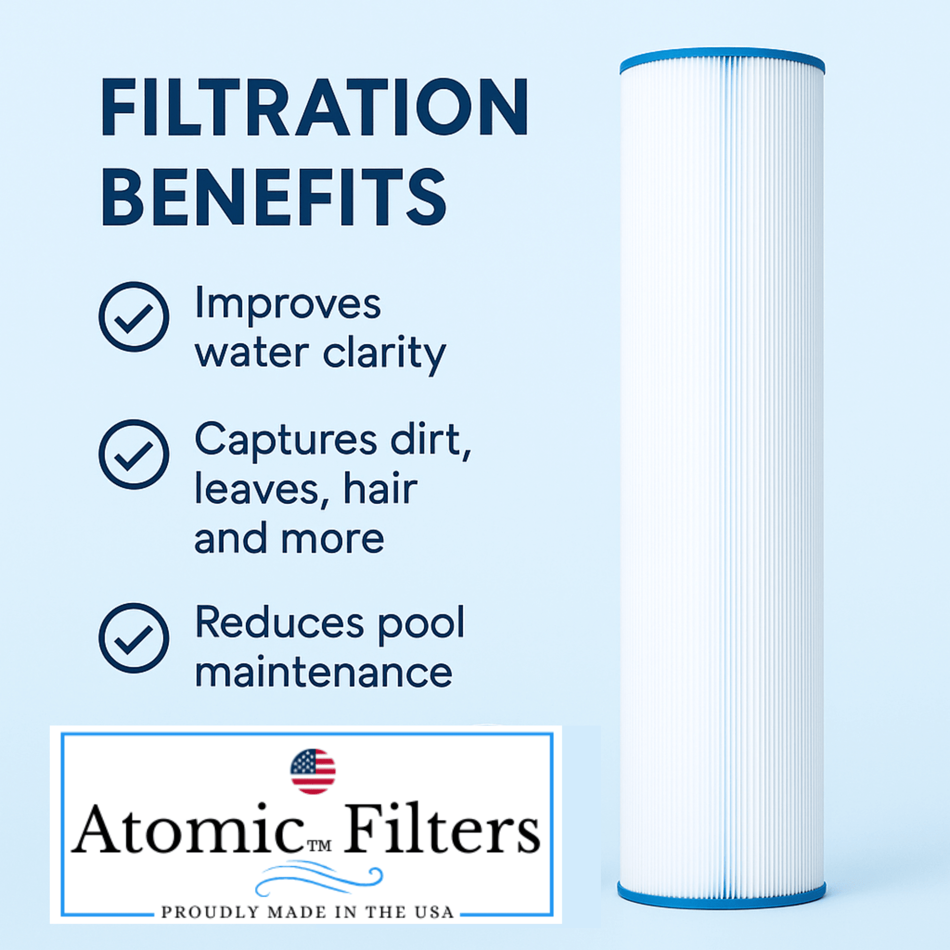 Atomic USA Made Pool Filter Replacement For Pentair Clean & Clear Plus 240, CCP240, Filbur FC - 1975, FC - 6460, Unicel C - 7469, Pleatco PCC60, PPCO65, Filter Cartridge 4 - Pack