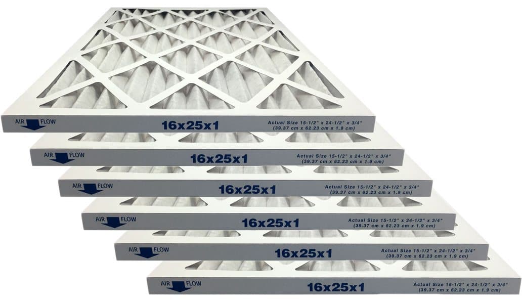 16x25x1 Merv 13 Allergy Elite Pleated AC Furnace Filter - Case of 6