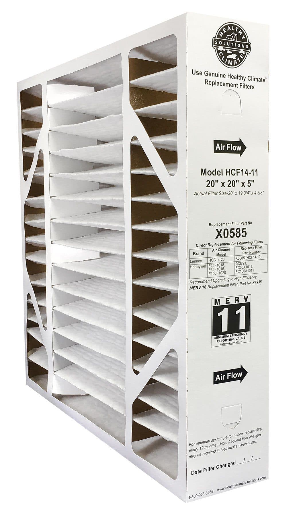 Lennox X0585 20x20x5 Furnace Filter HCF14-11 MERV 11 - 2 Pack