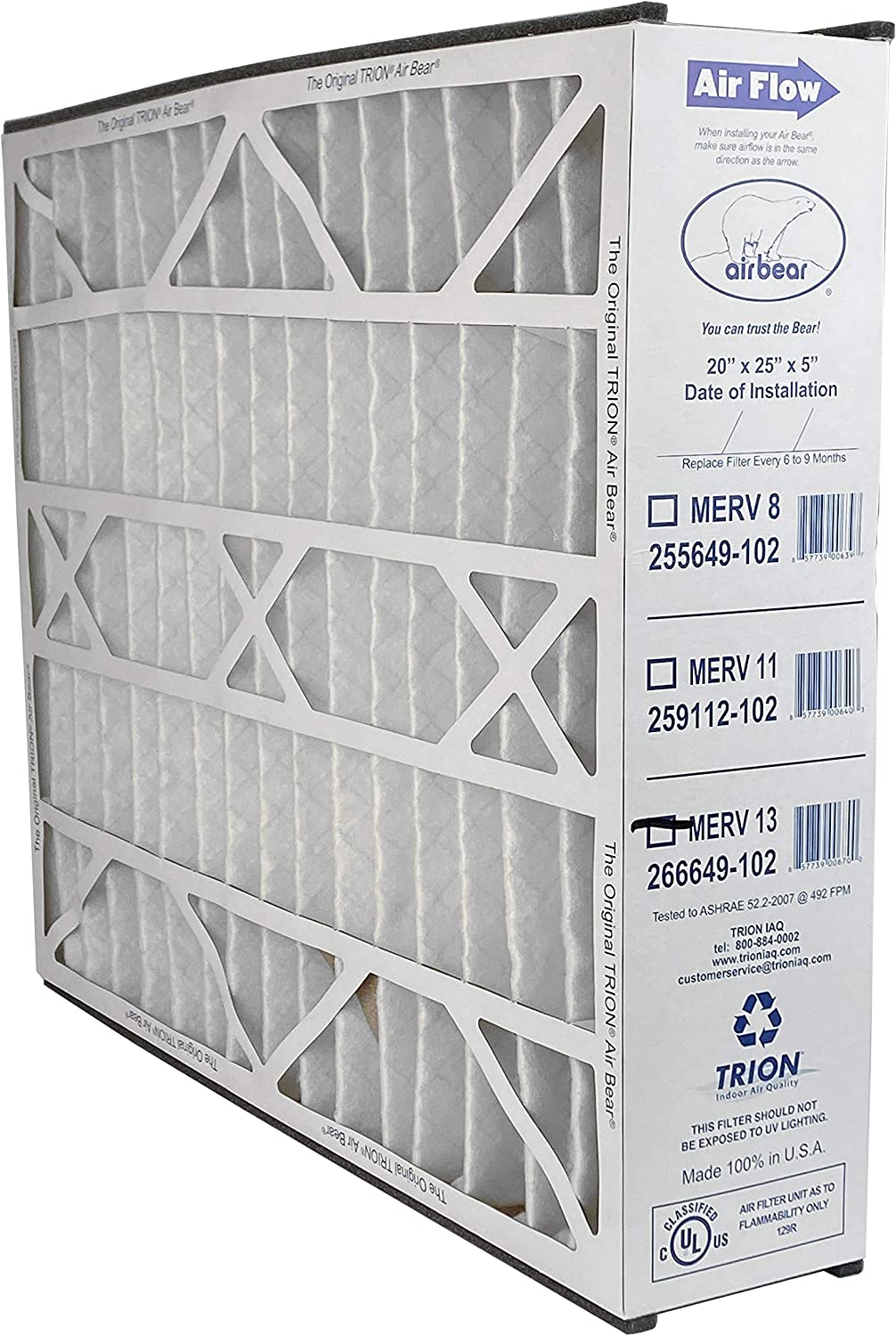 Trion Air Bear 266649-102 20x25x5 MERV 13 Furnace Filter - 2 Pack