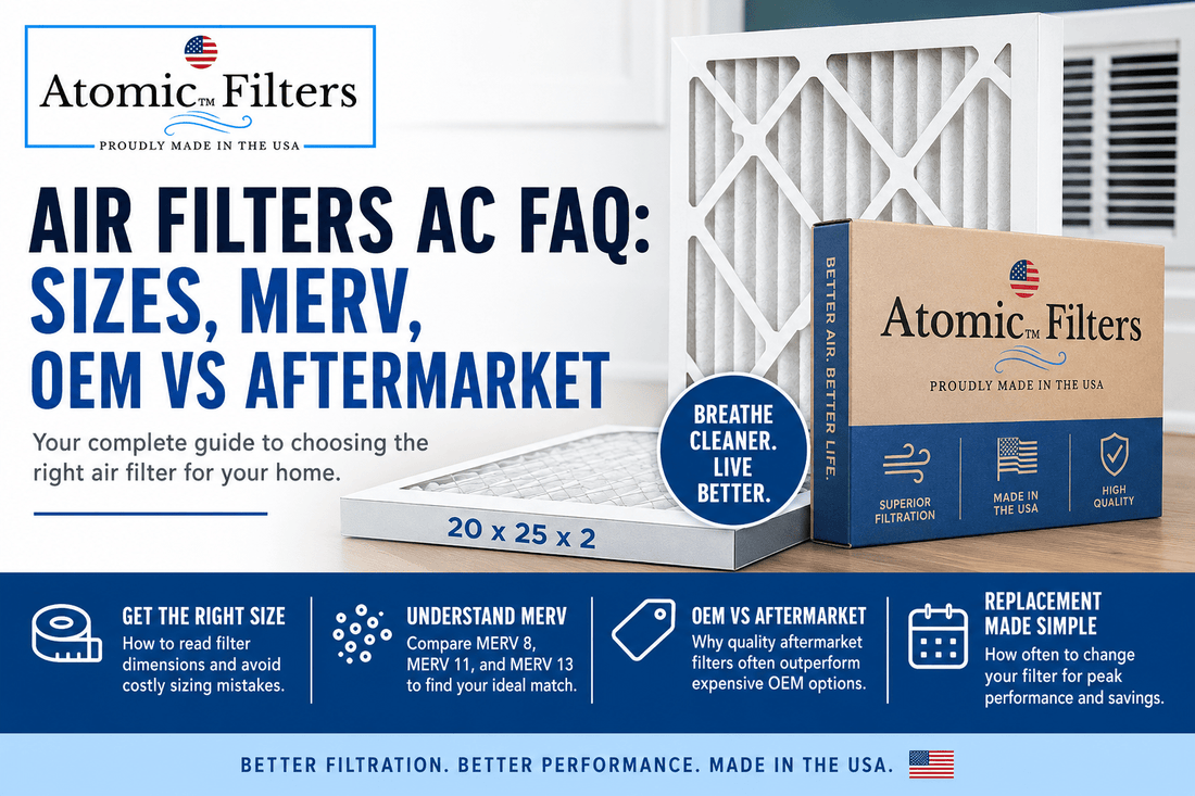 Air Filters AC FAQ: Sizes, MERV, OEM vs Aftermarket - Atomic Filters