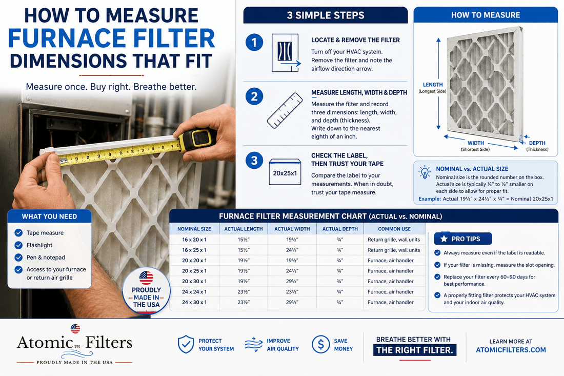 How to Measure Furnace Filter Dimensions That Fit - Atomic Filters
