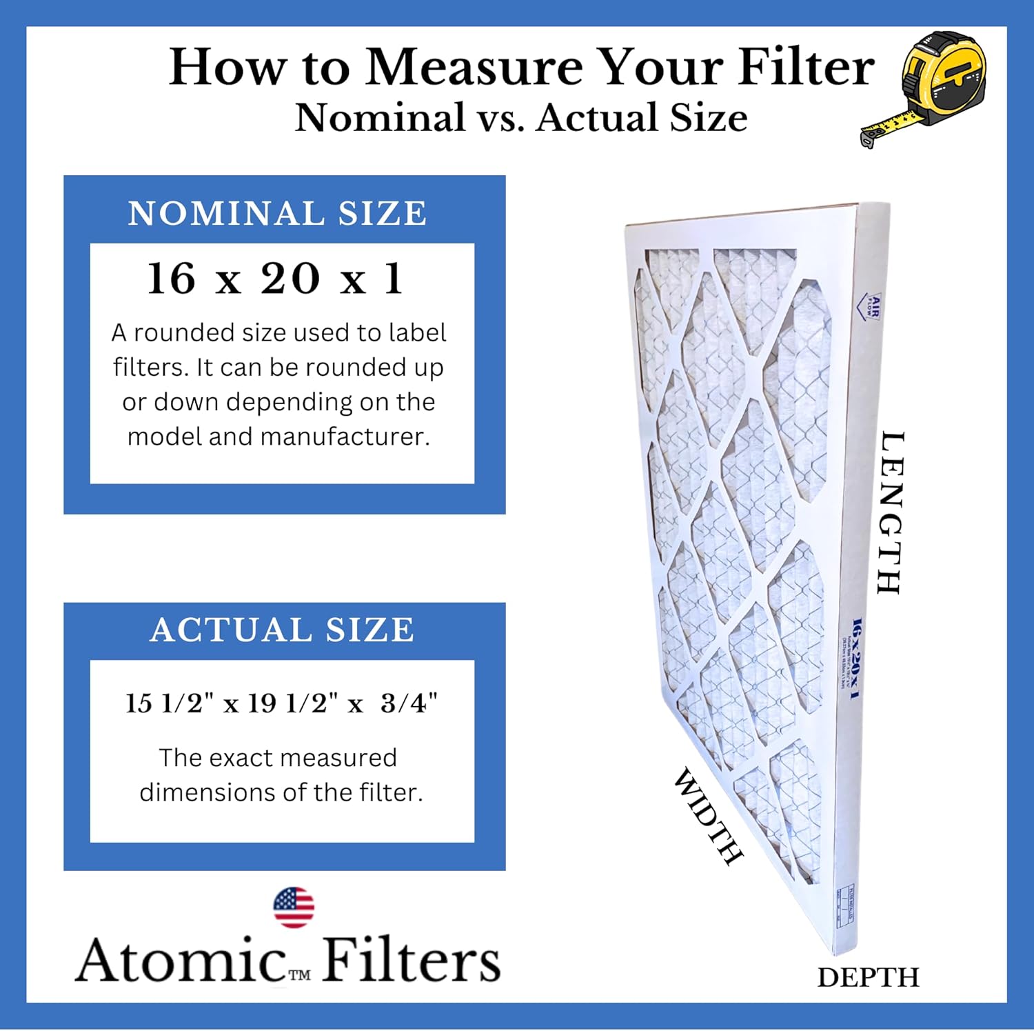 16x20x1 MERV 8 Pleated Air Filter - Case of 6