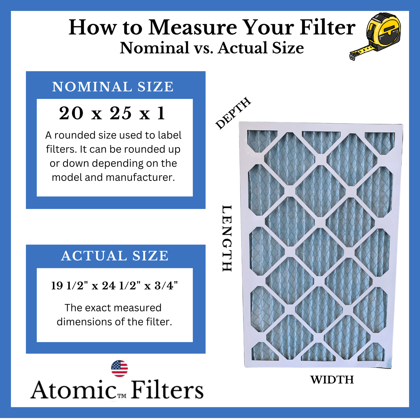 20x25x1 MERV 11 Pleated AC Furnace Filter - Case of 6
