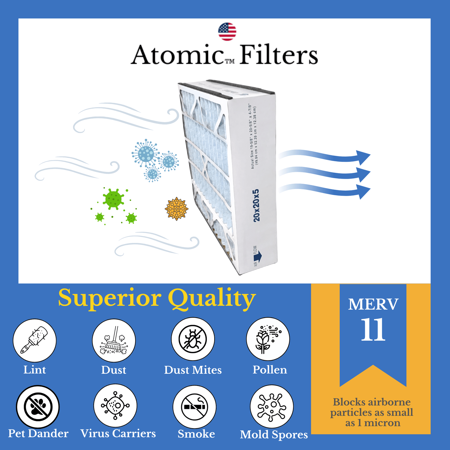 259112 - 103 Trion Air Bear Supreme Compatible 20x20x5 Filter MERV 11 (2Pack) By Atomic Filters