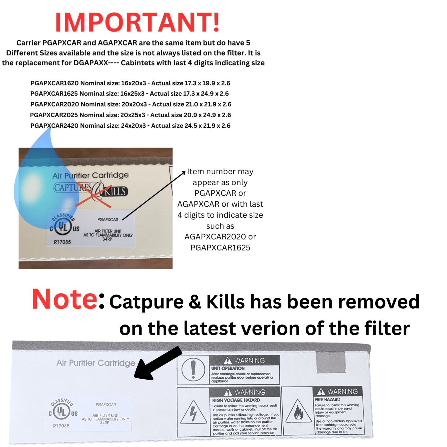 AGAPXCAR2025 Air Purifier Replacement Cartridge Nominal size 20x25x3 - Actual size 21 x 24.9 x 2.6