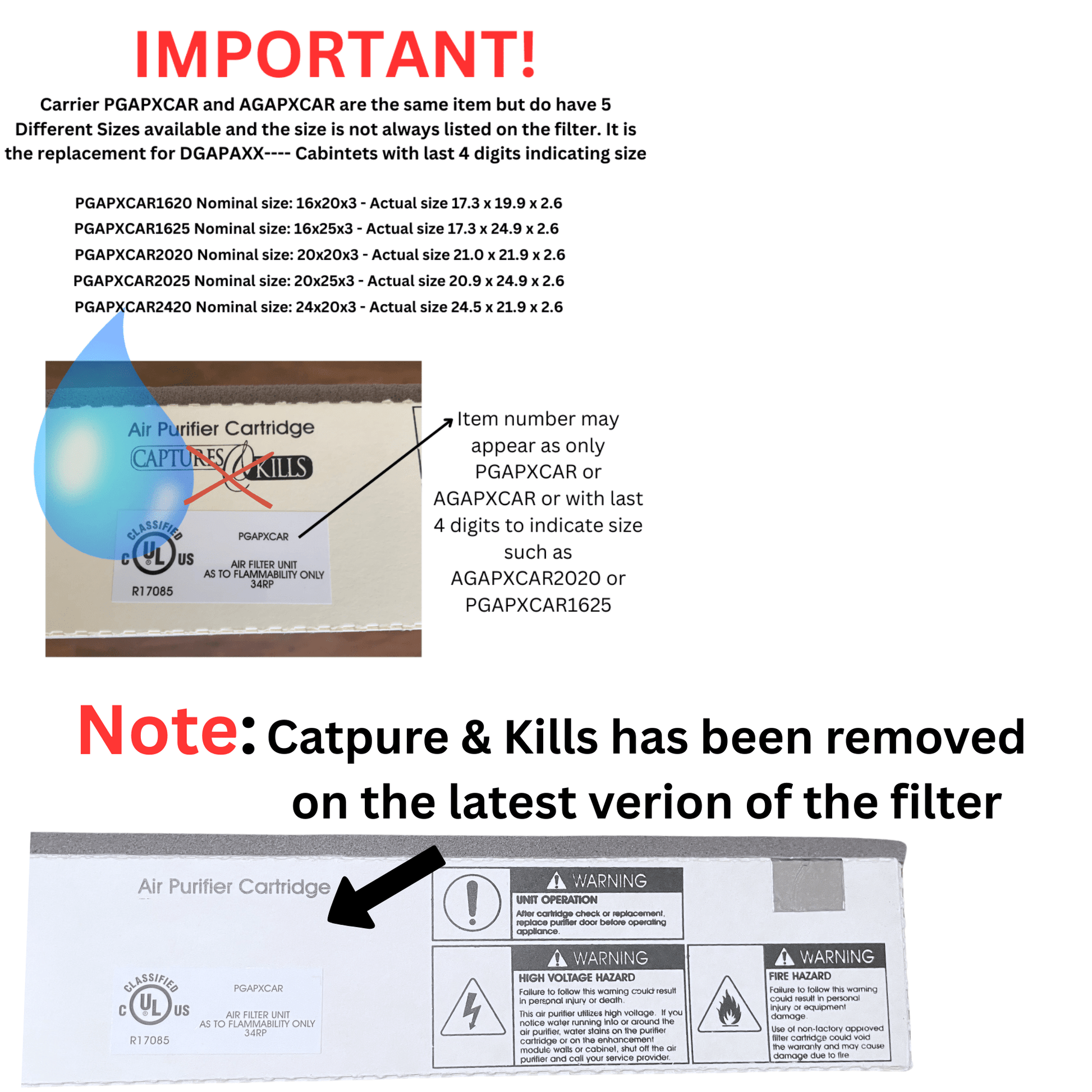 AGAPXCAR2025 Air Purifier Replacement Cartridge Nominal size 20x25x3 - Actual size 21 x 24.9 x 2.6