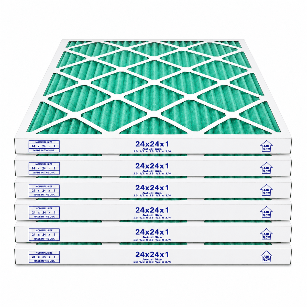 Atomic 24x24x1 MERV 13 Allergy Elite Pleated AC Furnace Filter - 6 pack