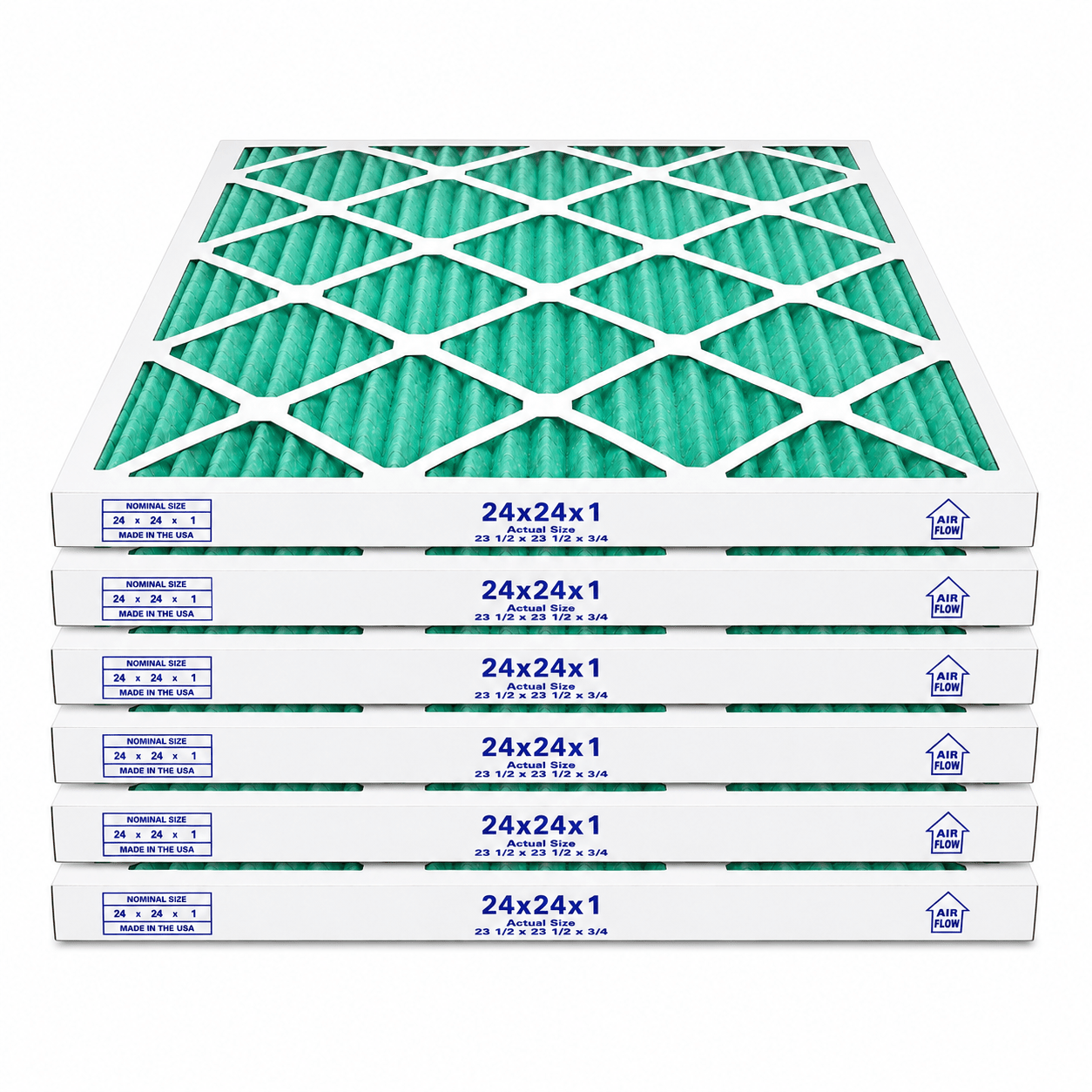 Atomic 24x24x1 MERV 13 Allergy Elite Pleated AC Furnace Filter - 6 pack