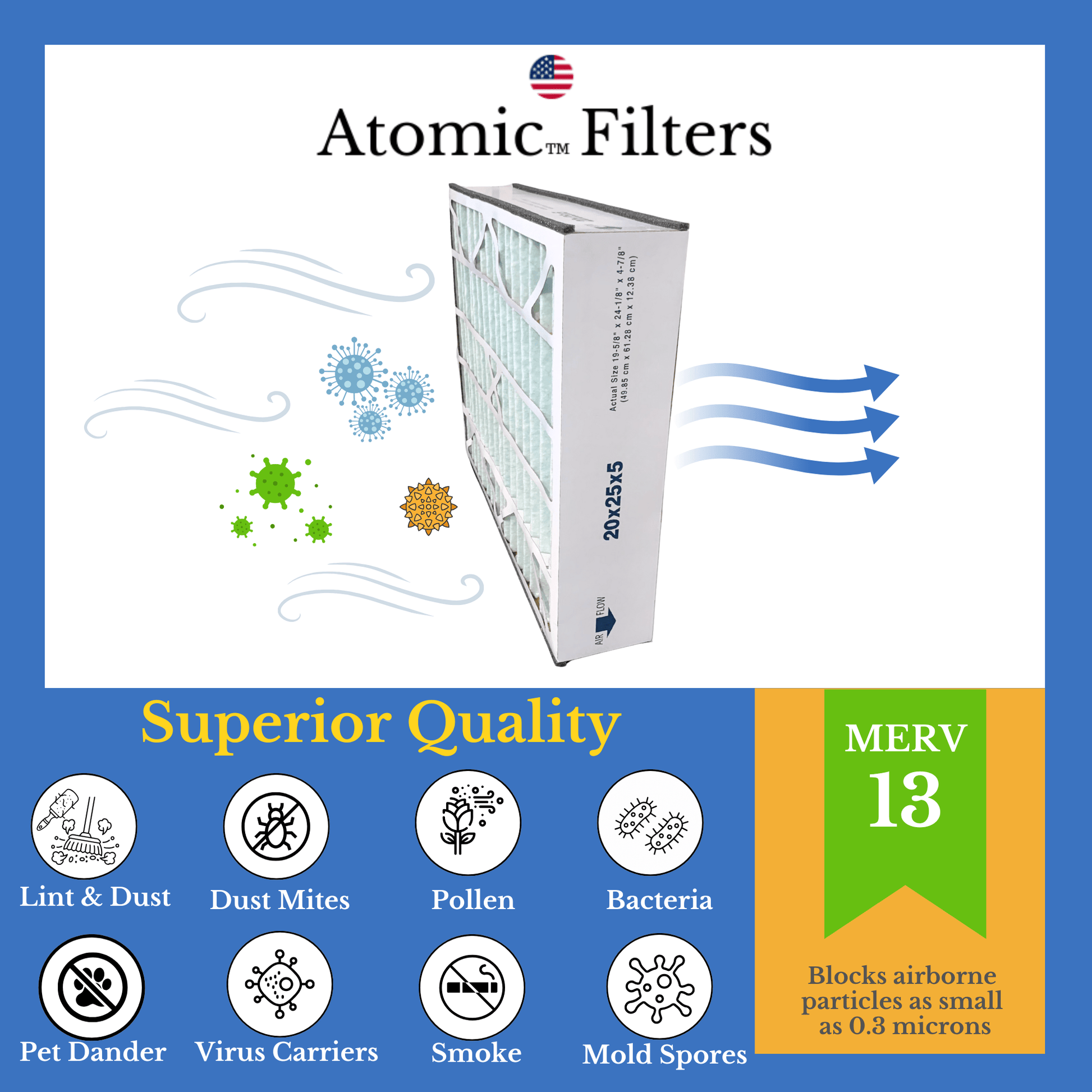 Atomic 259112 - 102 Trion Air Bear MERV 13 Compatible Replacement Filter - 20x25x5 (2 Pack)