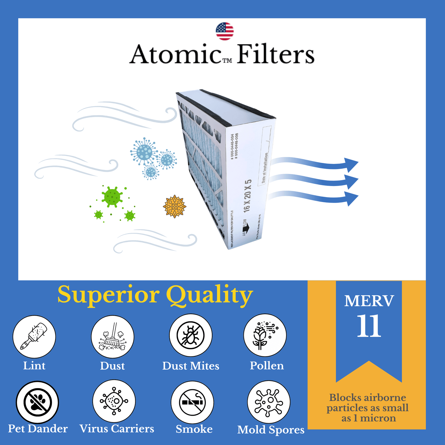 Atomic Compatible Skuttle 000 - 0448 - 008 for 20X16X5 MERV 11 Furnace Filter (2 - pack)