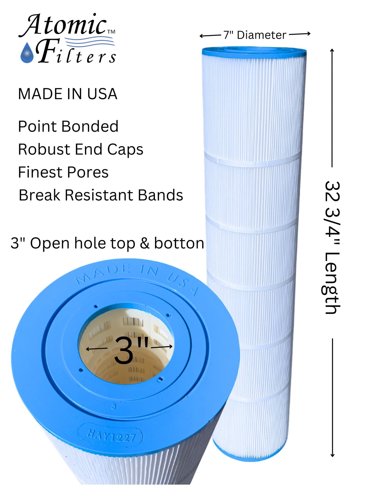 Atomic USA Made Pool Filter replaces Hayward C5025, C5030, CX1280 - XRE, Unicel C - 7494, Pleatco PA131, Filbur FC - 1227, FC - 1227P (4 pack)