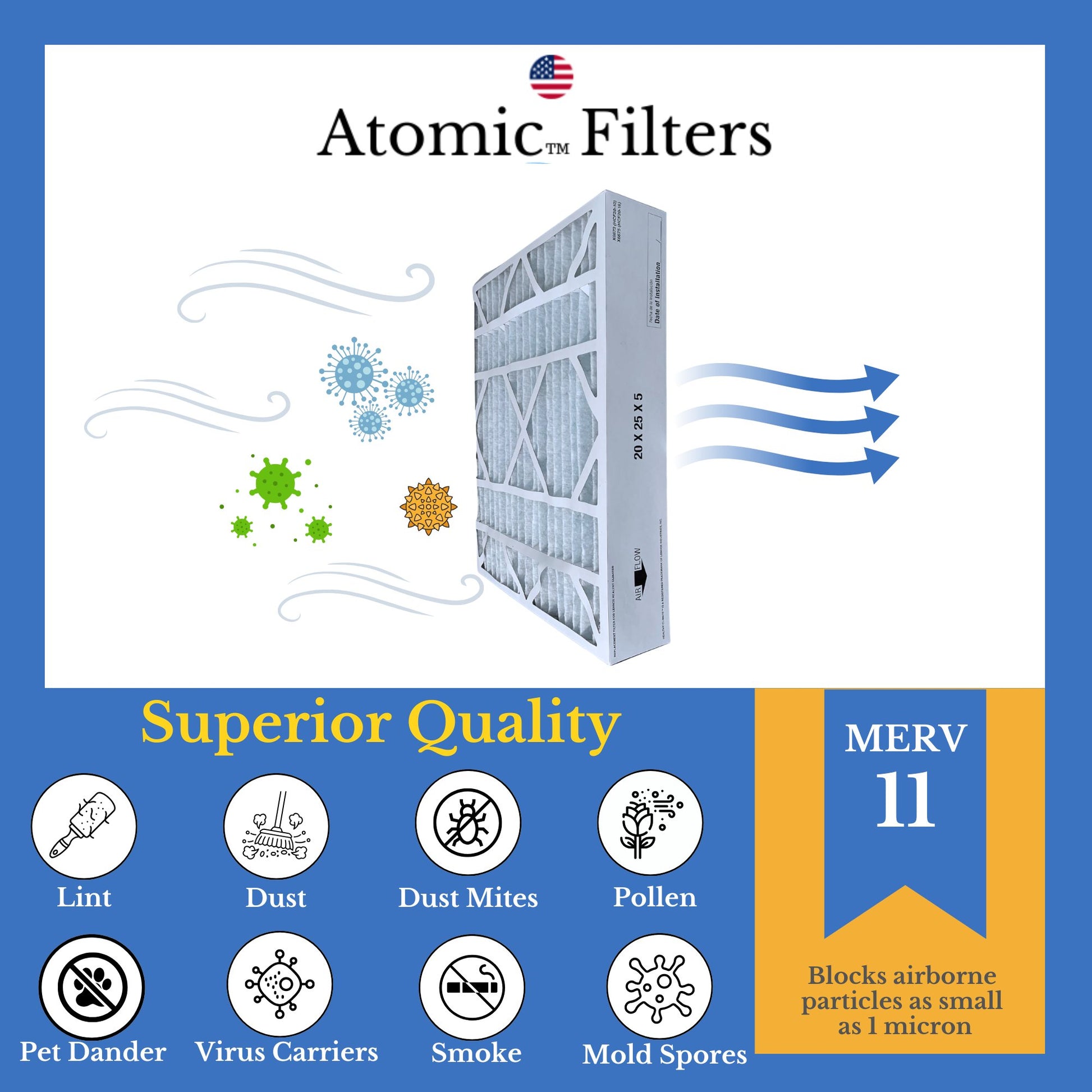 Atomic X6673 MERV 11 Lennox Compatible Air Cleaner Filter Media for HCC20 - 28 - 20x25x5, 2 - Pack