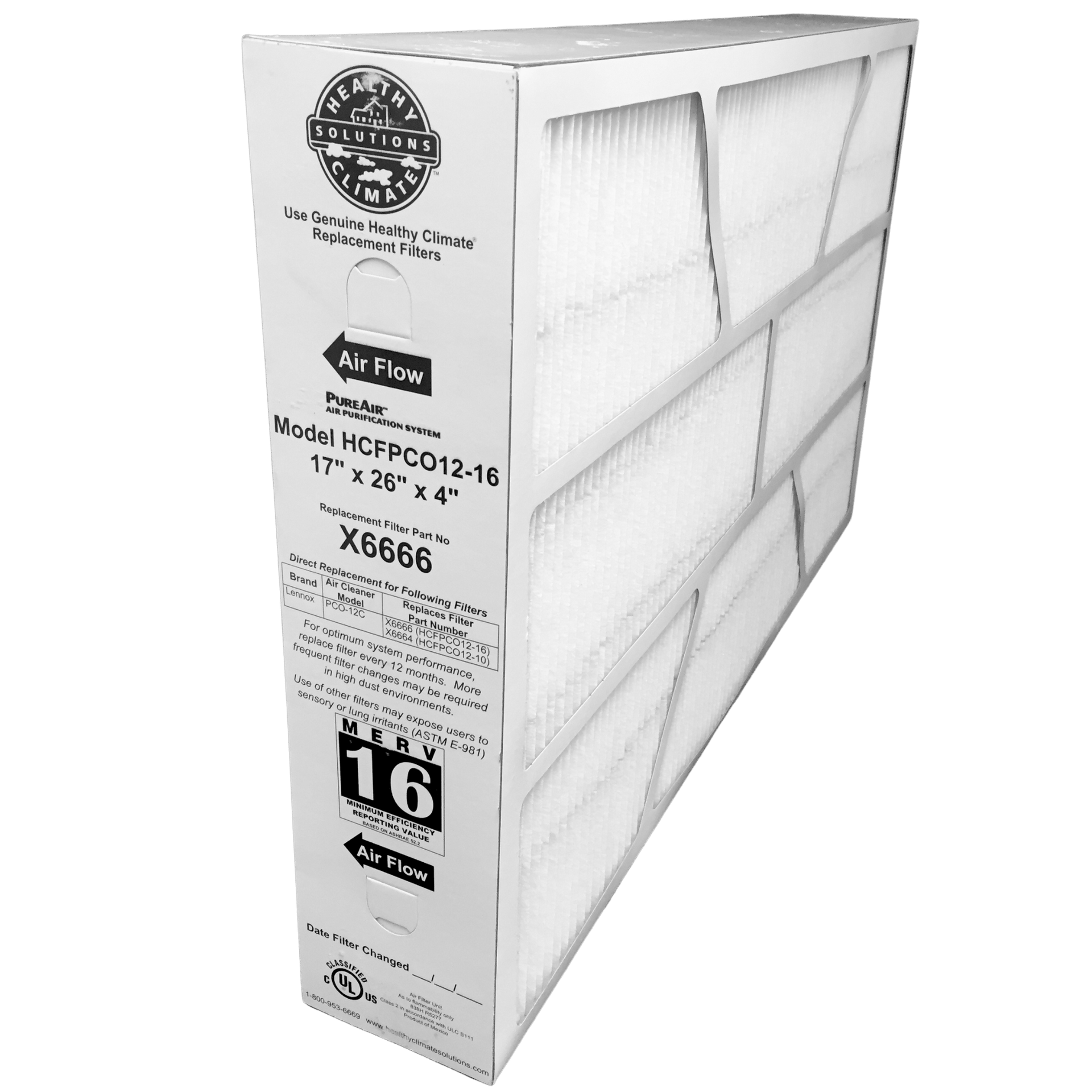 本A-16 9 ④ Lennox X6666 17x26x4 (16-5/8x26) OEM MERV 16 Replacement Furnace