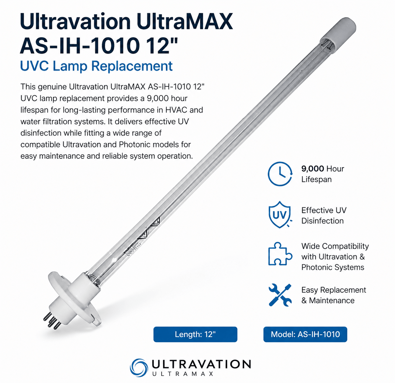 Ultravation UltraMAX AS - IH - 1010 12" UVC Lamp Replacement
