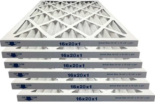 16x20x1 Merv 8 Pleated AC Furnace Filter - Case of 6