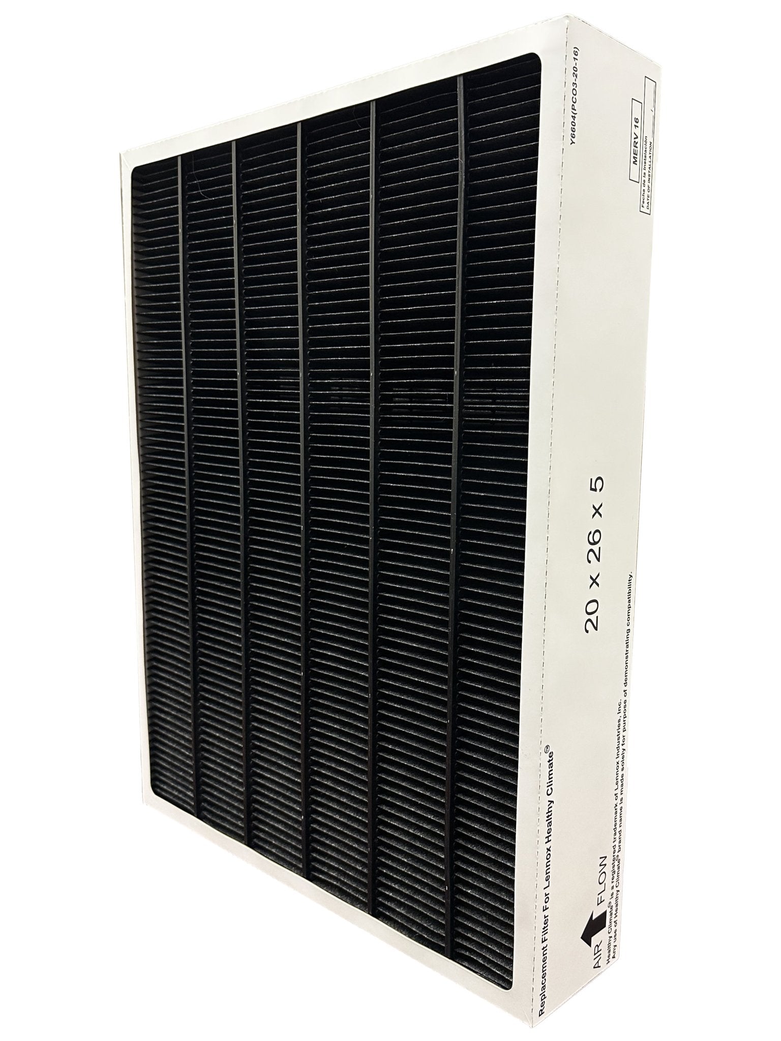 Atomic Compatible for Lennox Y6604 Healthy Climate® 100908-10 PureAir 20x26x5 MERV 16 Carbon Clean Furnace Filter for PCO3-20-16