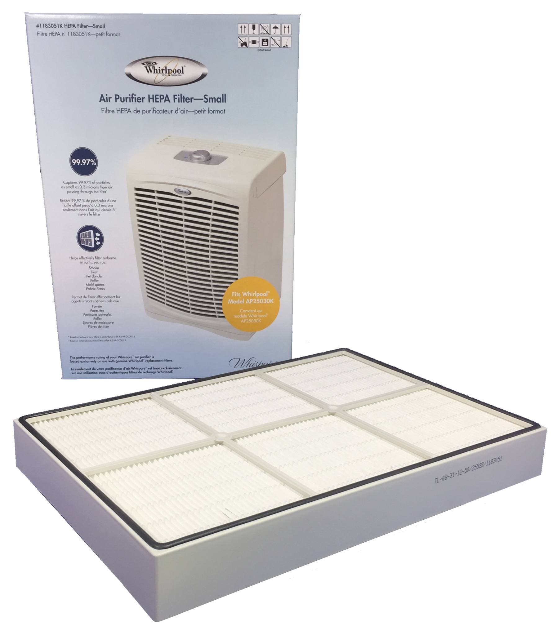 Authentic Whirlpool 1183054K HEPA Replacement Filter Fits Whispure Air Purifier Model AP450 and Model AP510