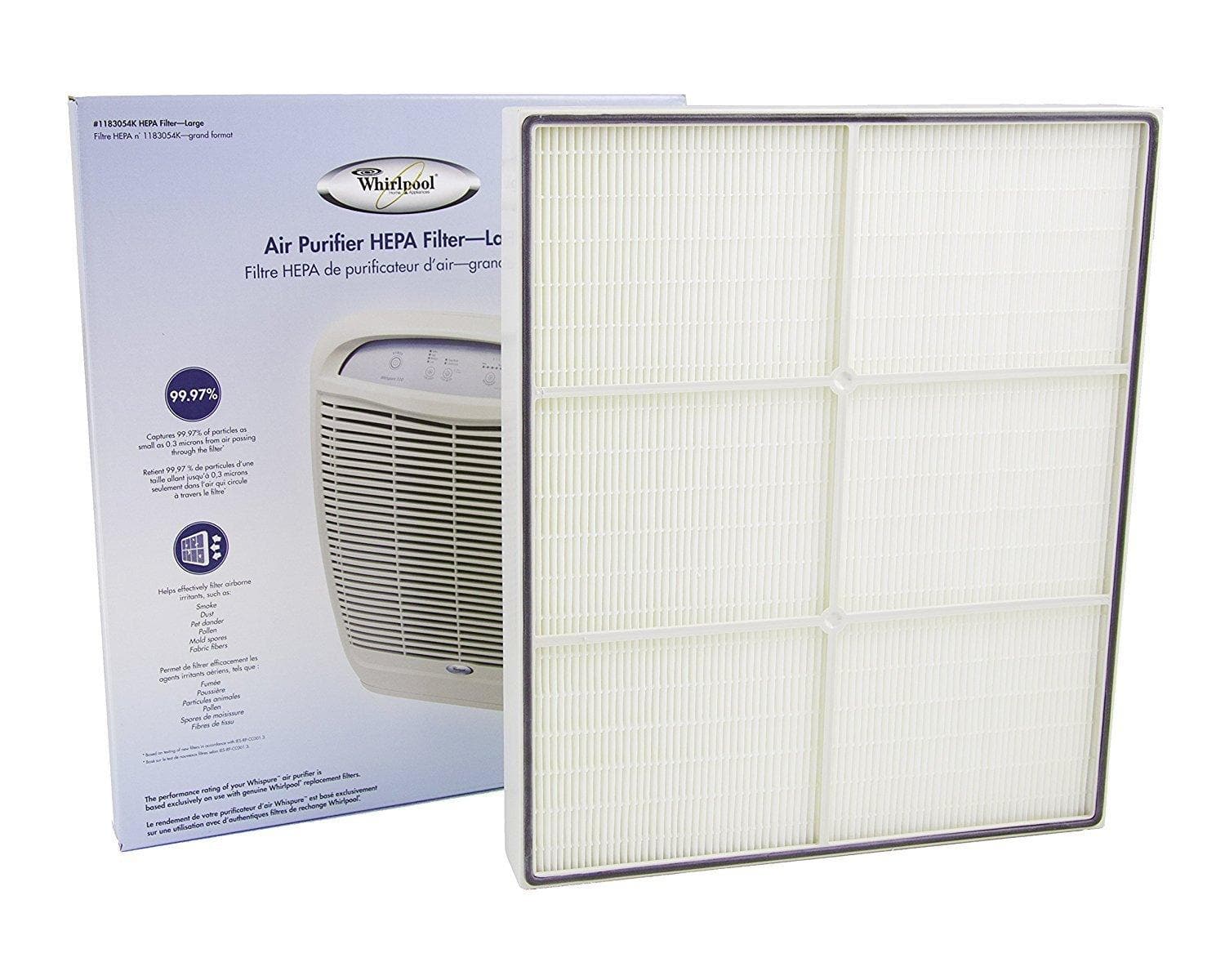 Genuine OEM Whirlpool 1183054K HEPA Whispure Air Purifier Models AP450 and AP510 Bundled with Whirlpool 8171434K Carbon Pre-Filter 4-Pack