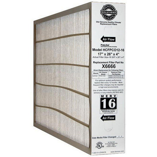 Lennox 17x26x4 MERV 16 Pleated Air Filter Media X6666