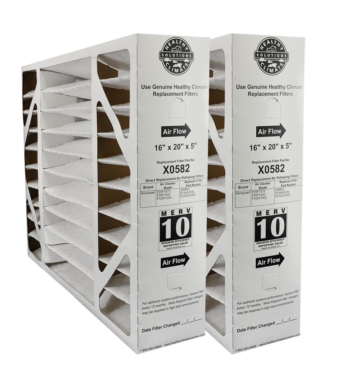 Lennox Healthy Climate X0582 16 x 20 x 5 MERV 11 Replacement Air Filter - 2 Pack