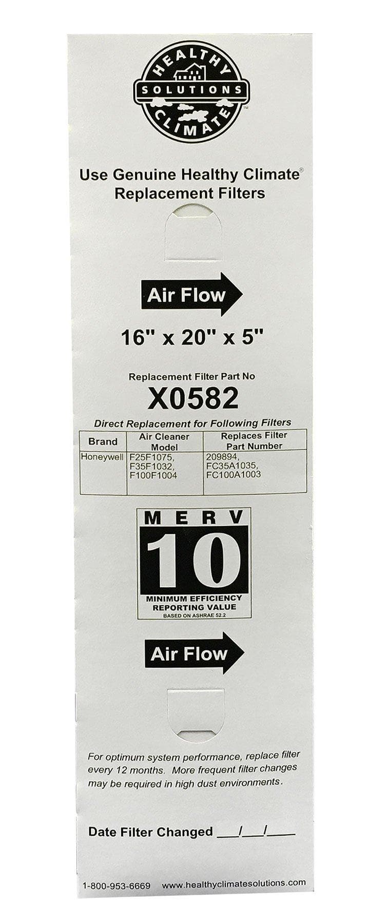 Lennox Healthy Climate X0582 16 x 20 x 5 MERV 11 Replacement Air Filter - 2 Pack