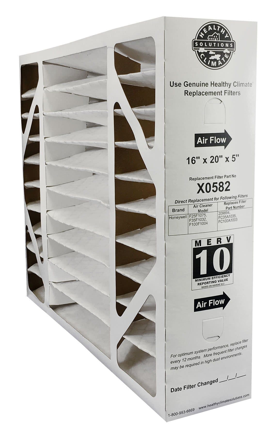Lennox Healthy Climate X0582 16 x 20 x 5 MERV 11 Replacement Air Filter - 2 Pack
