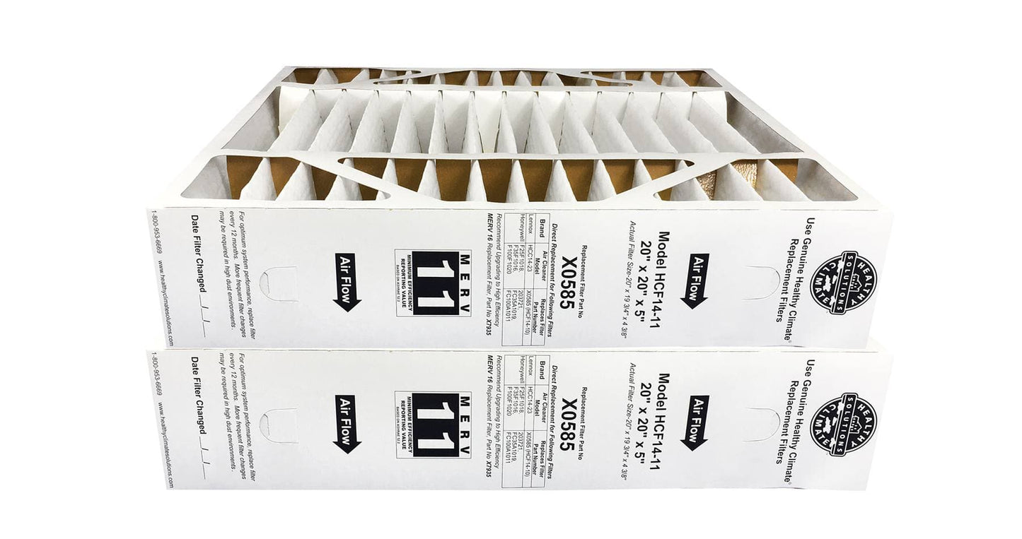 Lennox X0585 20x20x5 Furnace Filter HCF14 - 11 MERV 11 - 2 Pack
