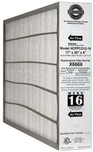 Lennox X6666 17x26x4 (16-5/8x26) OEM MERV 16 Replacement Furnace Filter- 1 pack