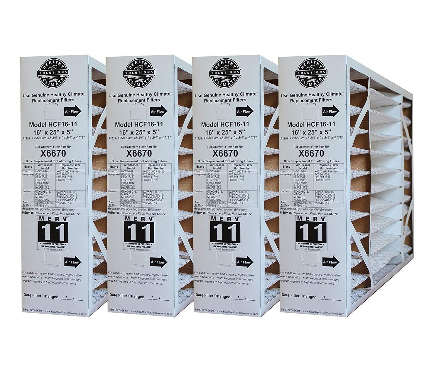 Lennox X6670 OEM 16x25x5 Merv 11 Filter Media - 4 Pack