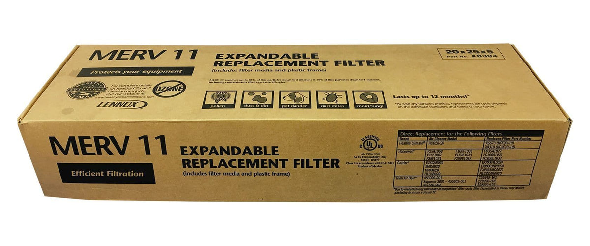 Lennox X8304 - MERV 10 Expandable Replacement Filter Kit 20x25x5 - Genuine Lennox Product