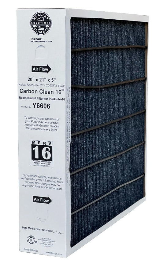Lennox Y6606 Healthy Climate 20x21x5 MERV 16 PureAir 100908-12 Filter for PCO3-14-16