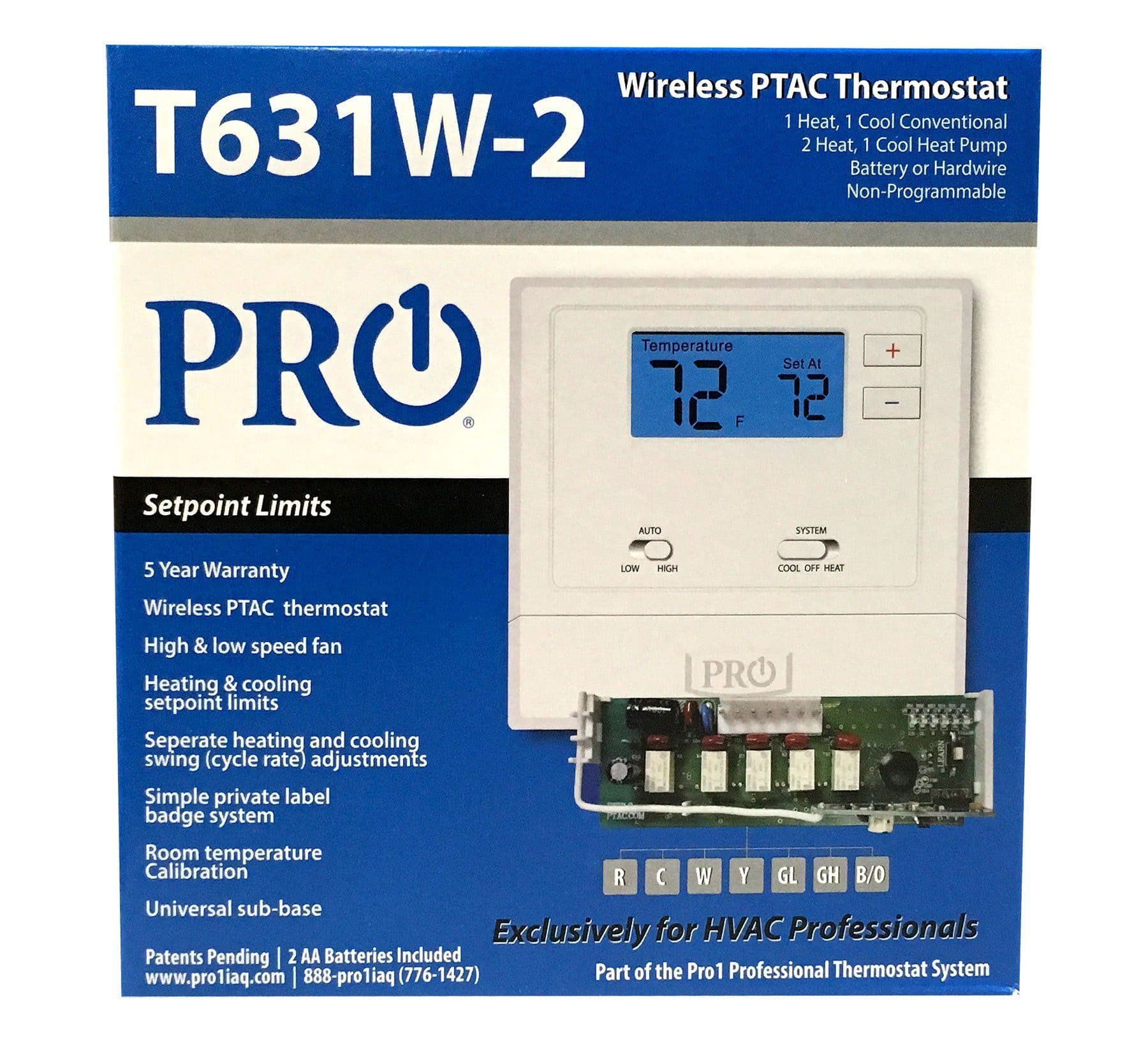 Pro1 IAQ T631W-2 Wireless Non-Programmable Thermostat