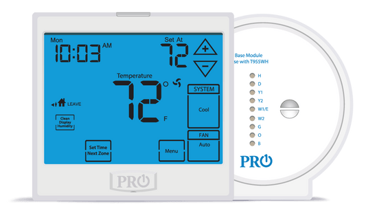 PRO1 IAQ T955WH Touchscreen Universal Programmable Thermostat with Humidity Control