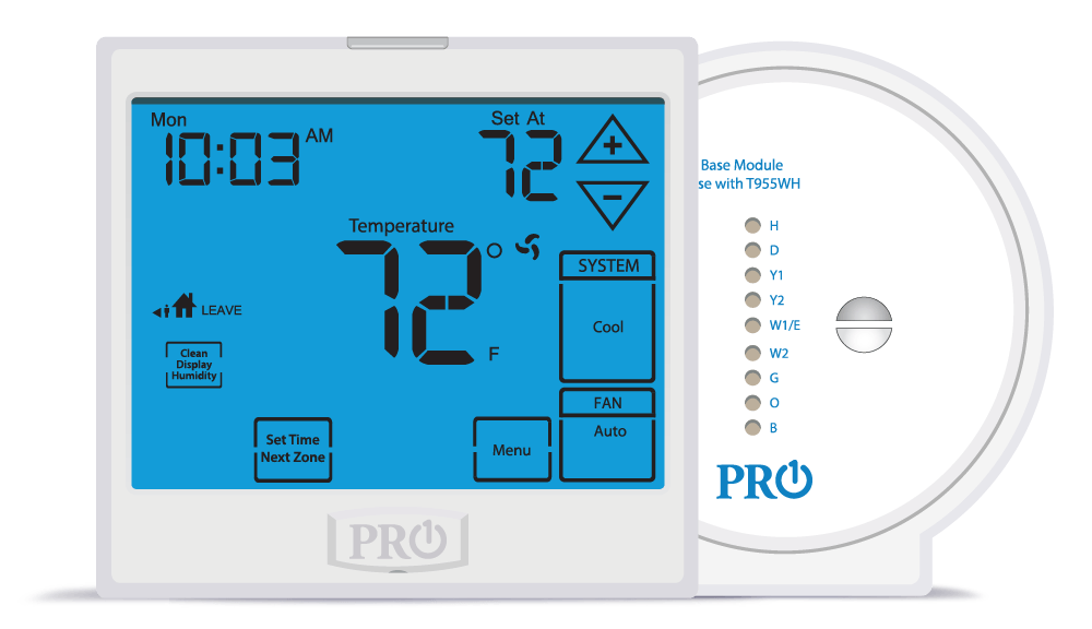 PRO1 IAQ T955WH Touchscreen Universal Programmable Thermostat with Humidity Control