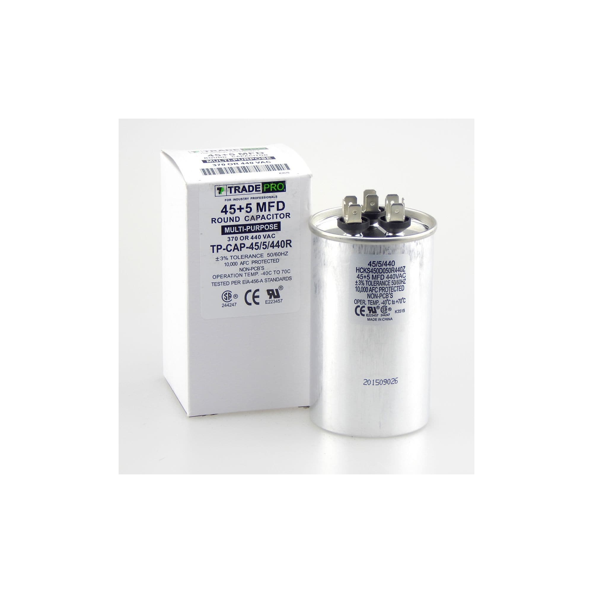 TRADEPRO TP CAP 45/7.5/440USA R 45/7.5MFD 440/370V Round Capacitor (Made In US - Foto 5