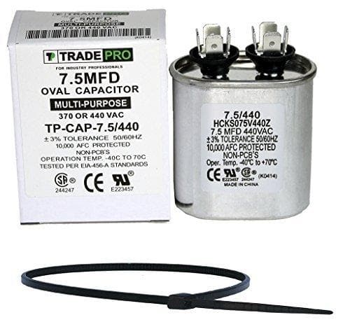 TradePro TP-CAP-7.5/440 7.5 MFD 370 VAC or 440 Volt Fan Motor Run Oval Capacitor Bundle