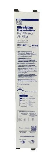 Ultravation 91-007 16x25x3 MERV 11 Replacement for Furnace Filter - 2 Pack