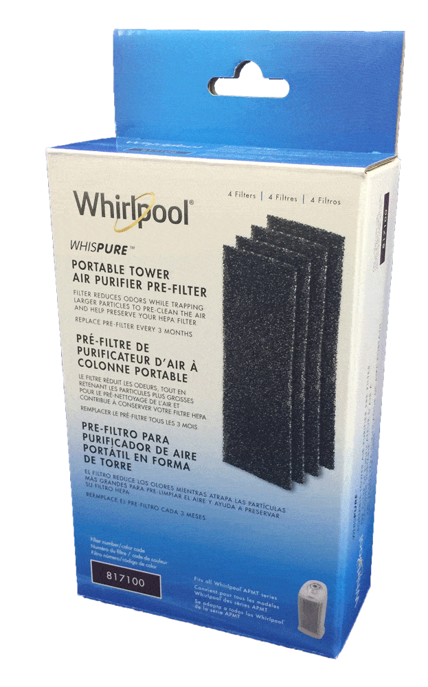 Whirlpool 817100 Pre Filter Tower Air Purifier - 4 Pack
